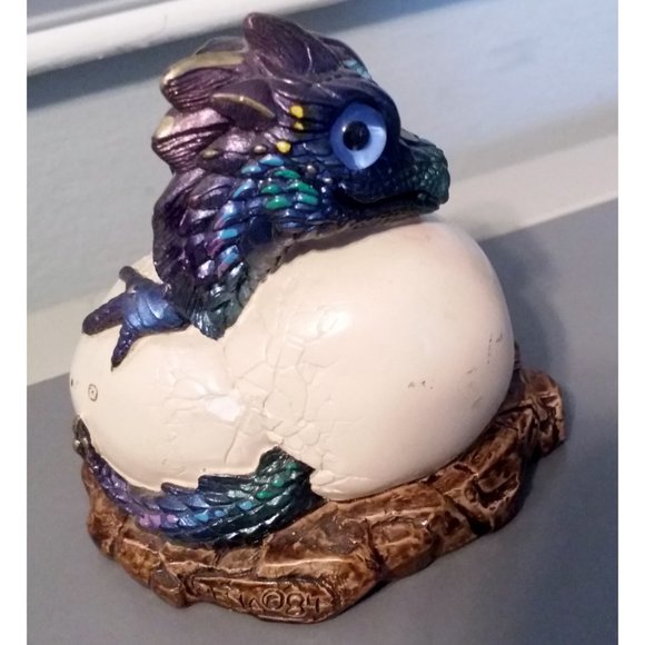 Windstone Editions Hatching Dragon Egg Figurine Peacock Peña 1984 - Picture 5 of 11